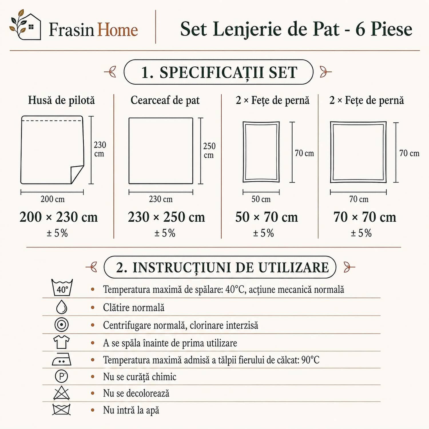 Lenjerie de pat dublu din jacquard, 6 piese, fără elastic, Collection Elegance | Casa New Concept – imagine produs 2