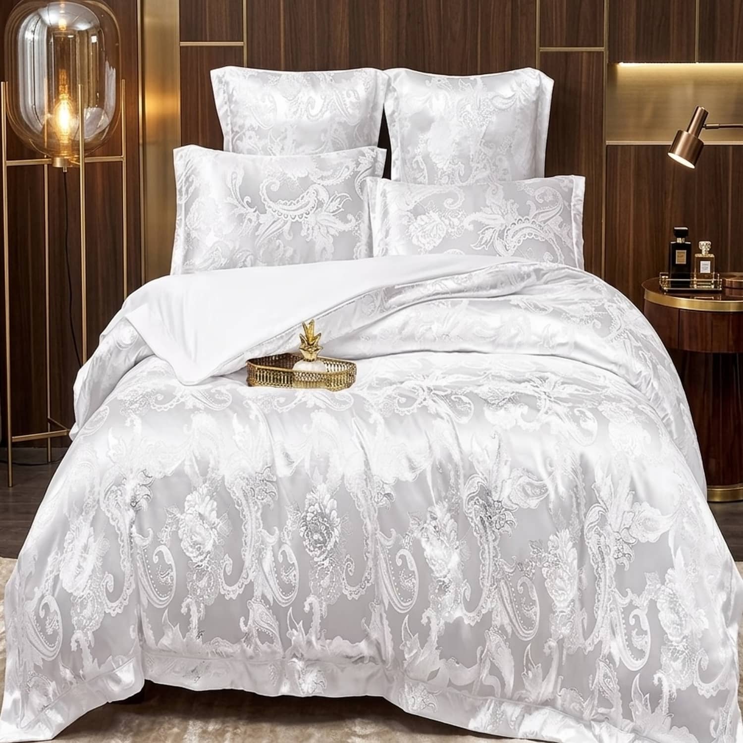 Lenjerie de pat dublu din jacquard, 6 piese, fără elastic, Collection Elegance | Casa New Concept