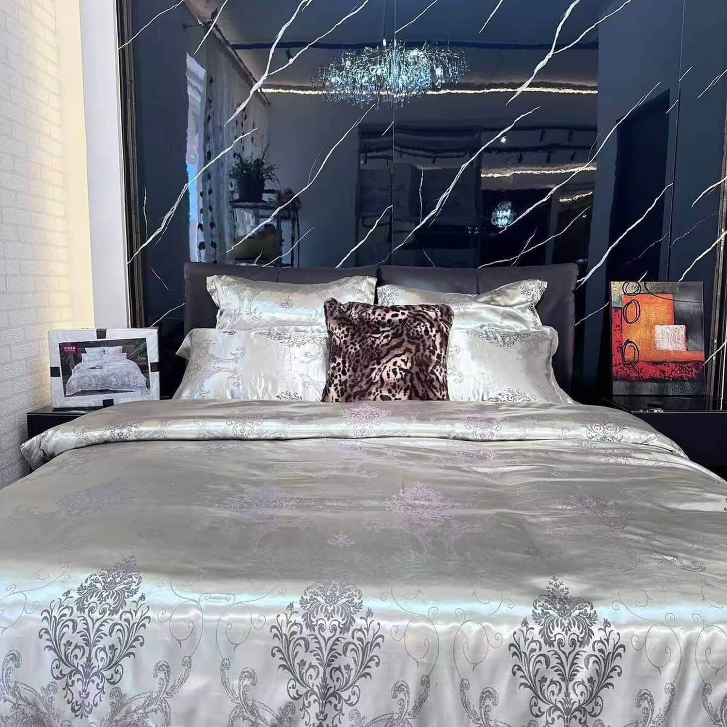 Lenjerie de pat dublu din jacquard, 6 piese, fără elastic, Collection Elegance | Casa New Concept