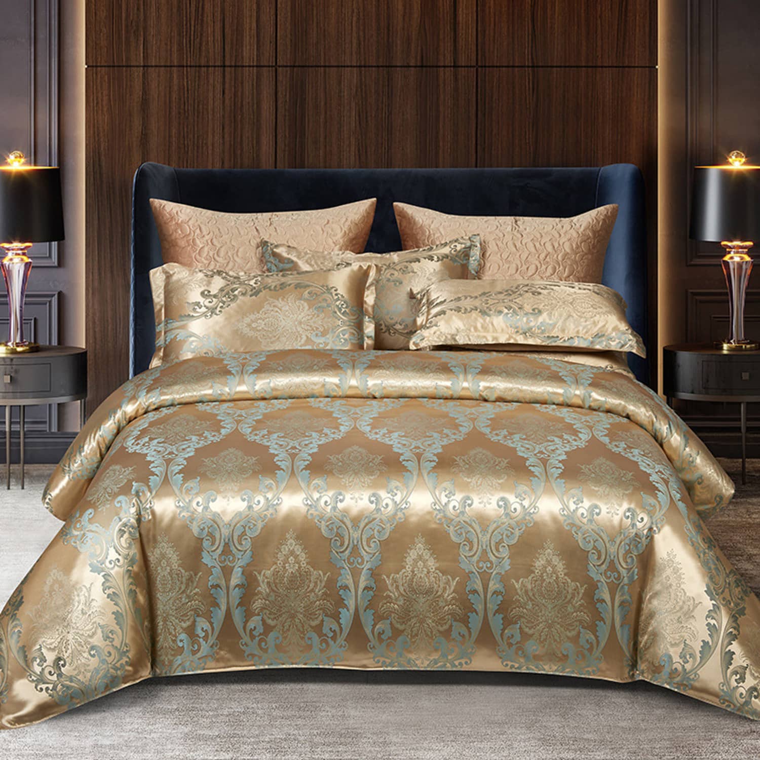 Lenjerie de pat dublu din jacquard, 6 piese, fără elastic, Collection Elegance | Casa New Concept