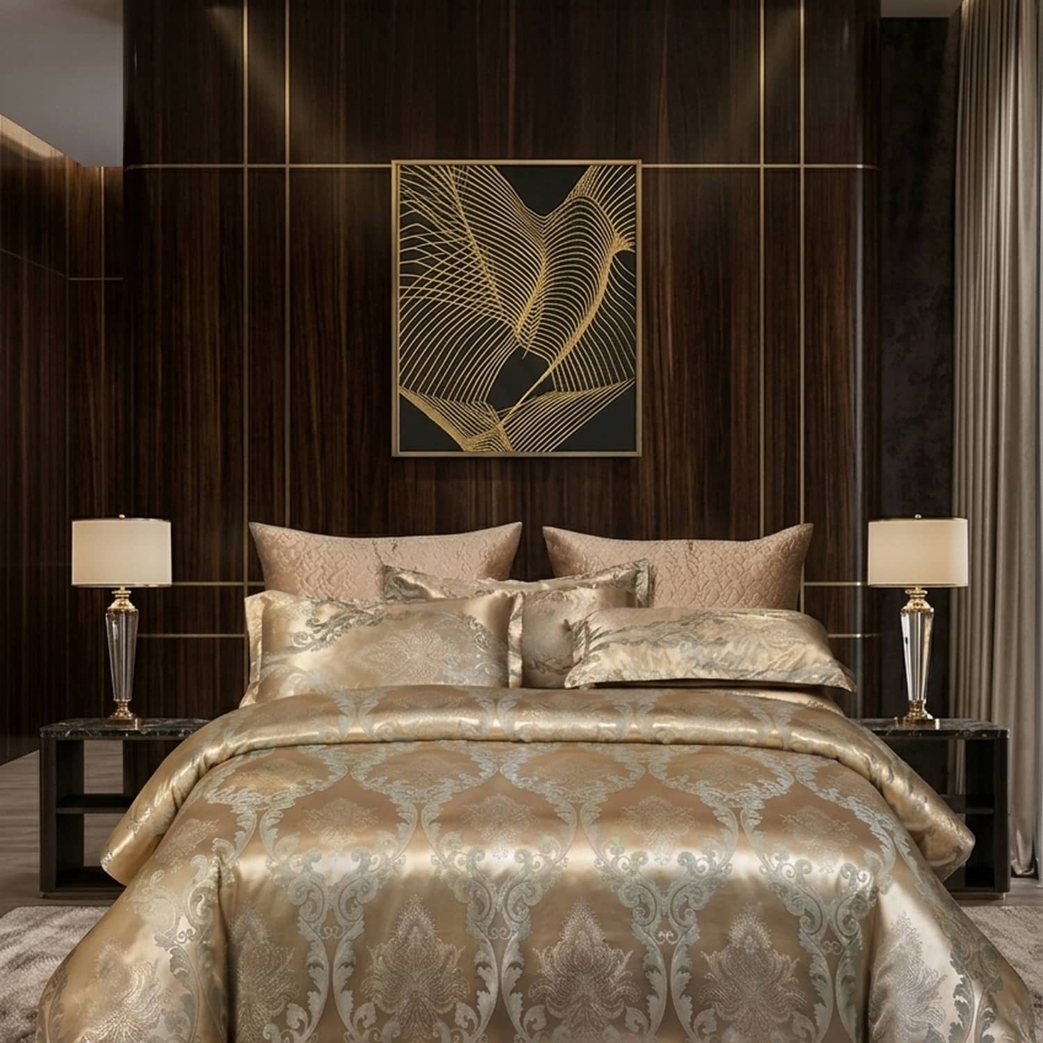 Lenjerie de pat dublu din jacquard, 6 piese, fără elastic, Collection Elegance | Casa New Concept – imagine produs 4
