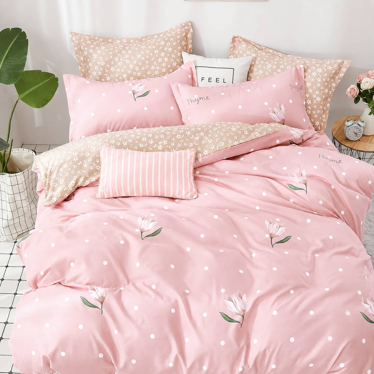 Lenjerie pat dublu, finet gros, elastic, 6 piese, model ec32 gre 219 | East Comfort – imagine produs 2