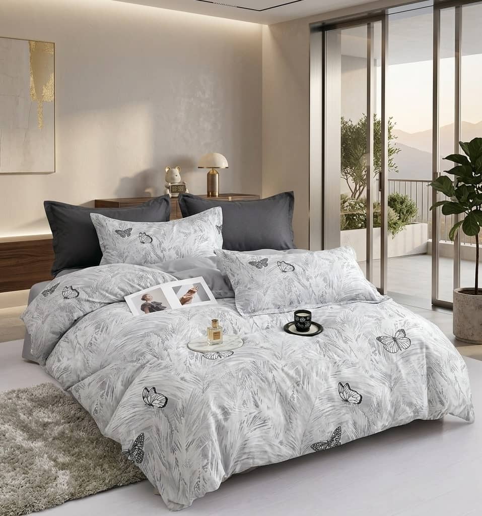 Lenjerie pat dublu, finet gros, elastic, 6 piese, model ec32 gre 508 | East Comfort – imagine produs 3