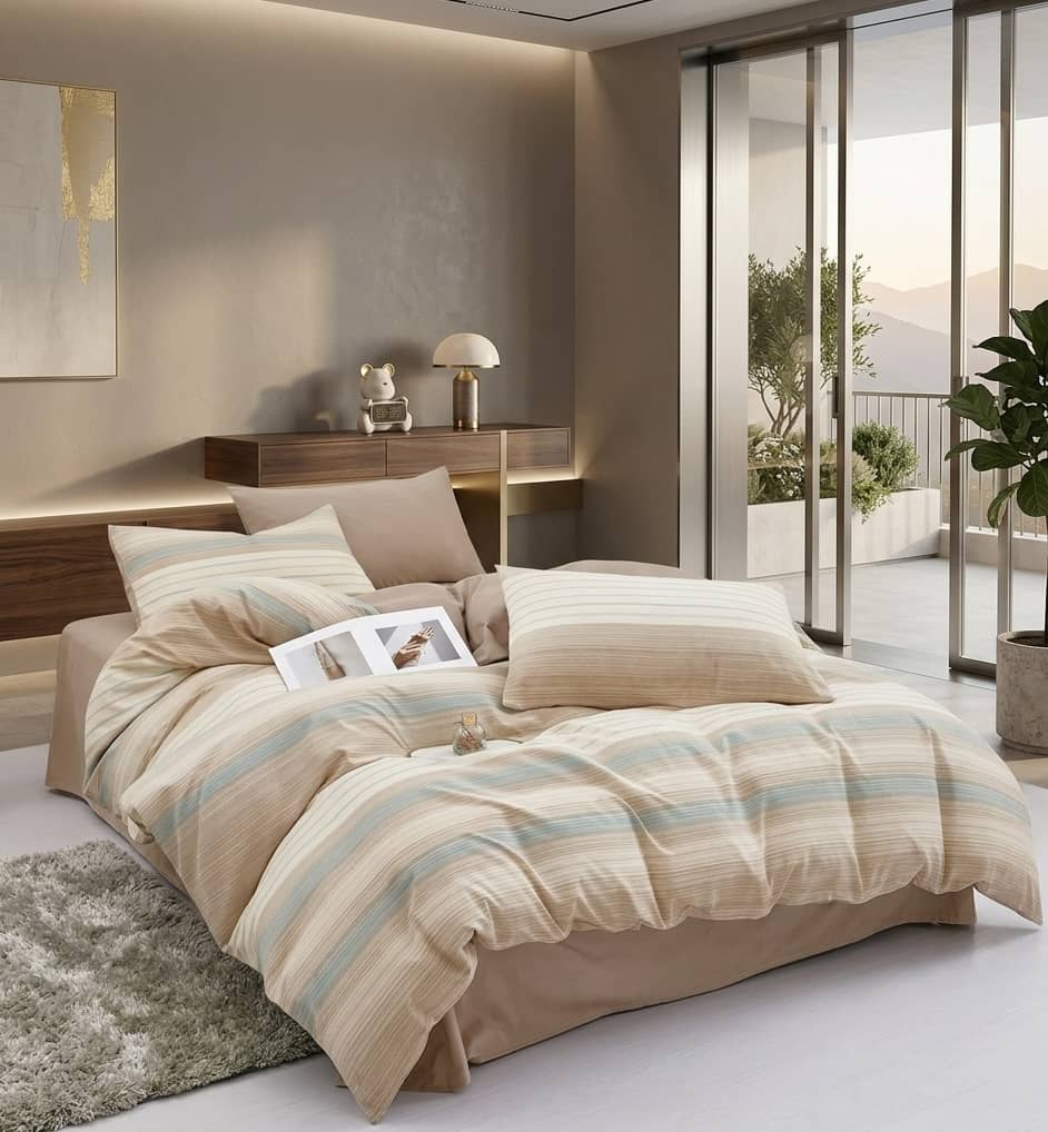Lenjerie pat dublu, finet gros, elastic, 6 piese, model ec32 gre 532 | East Comfort – imagine produs 3