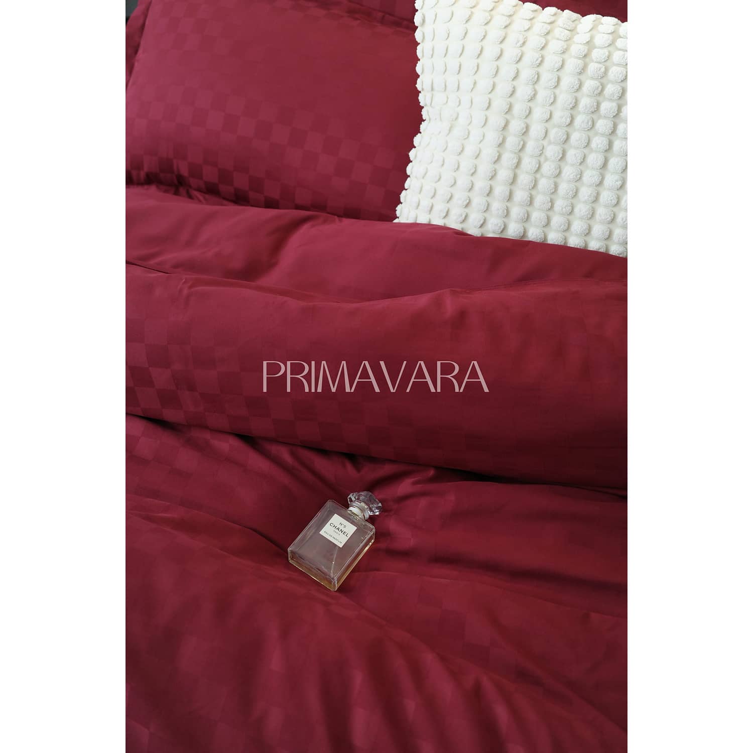 Lenjerie pat dublu, damasc, elastic, 4 piese, model grena | Primavara – imagine produs 2