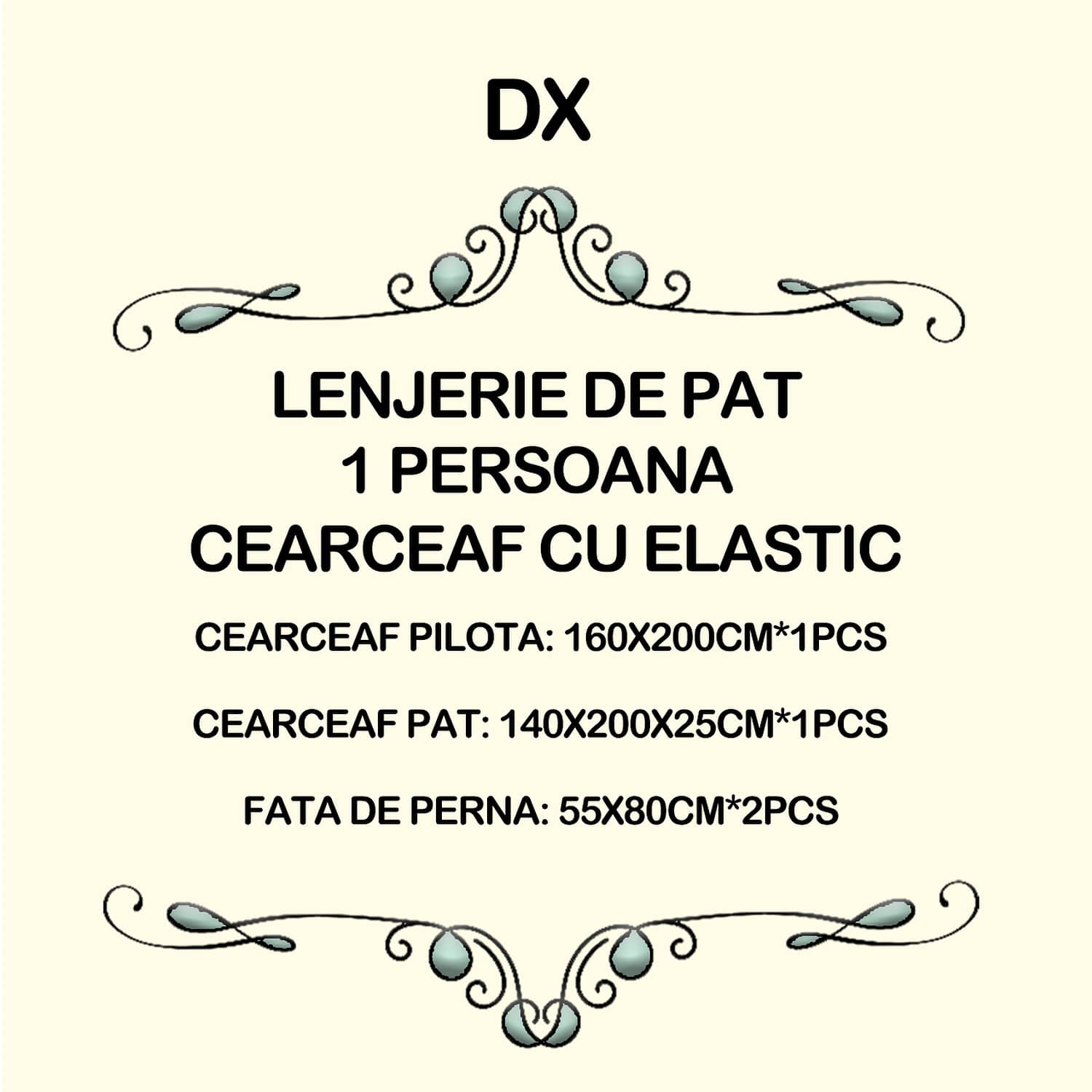 Lenjerie pat single, Damasc Finetat, cu elastic, 4 piese, model gri cu dungi satinate | Primavara – imagine produs 2