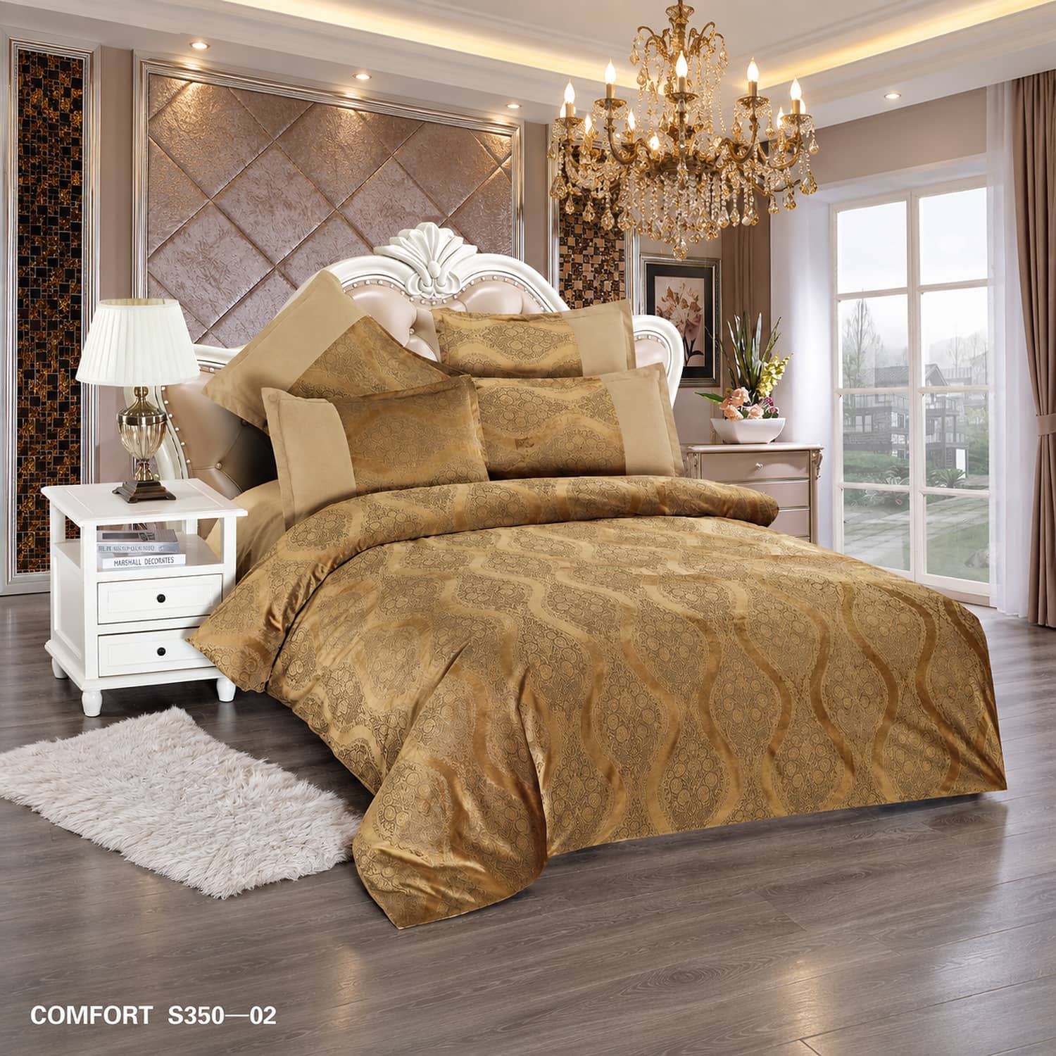 Lenjerie de pat dublu, Cocolino, cu fir scurt și aspect lucios, 6 piese, fără elastic | East Comfort