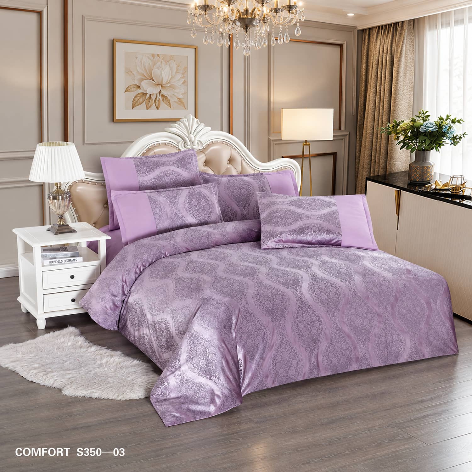 Lenjerie de pat dublu, Cocolino, cu fir scurt și aspect lucios, 6 piese, fără elastic | East Comfort