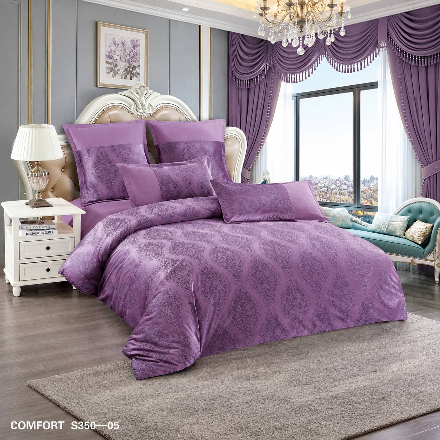 Lenjerie de pat dublu, Cocolino, cu fir scurt și aspect lucios, 6 piese, fără elastic | East Comfort