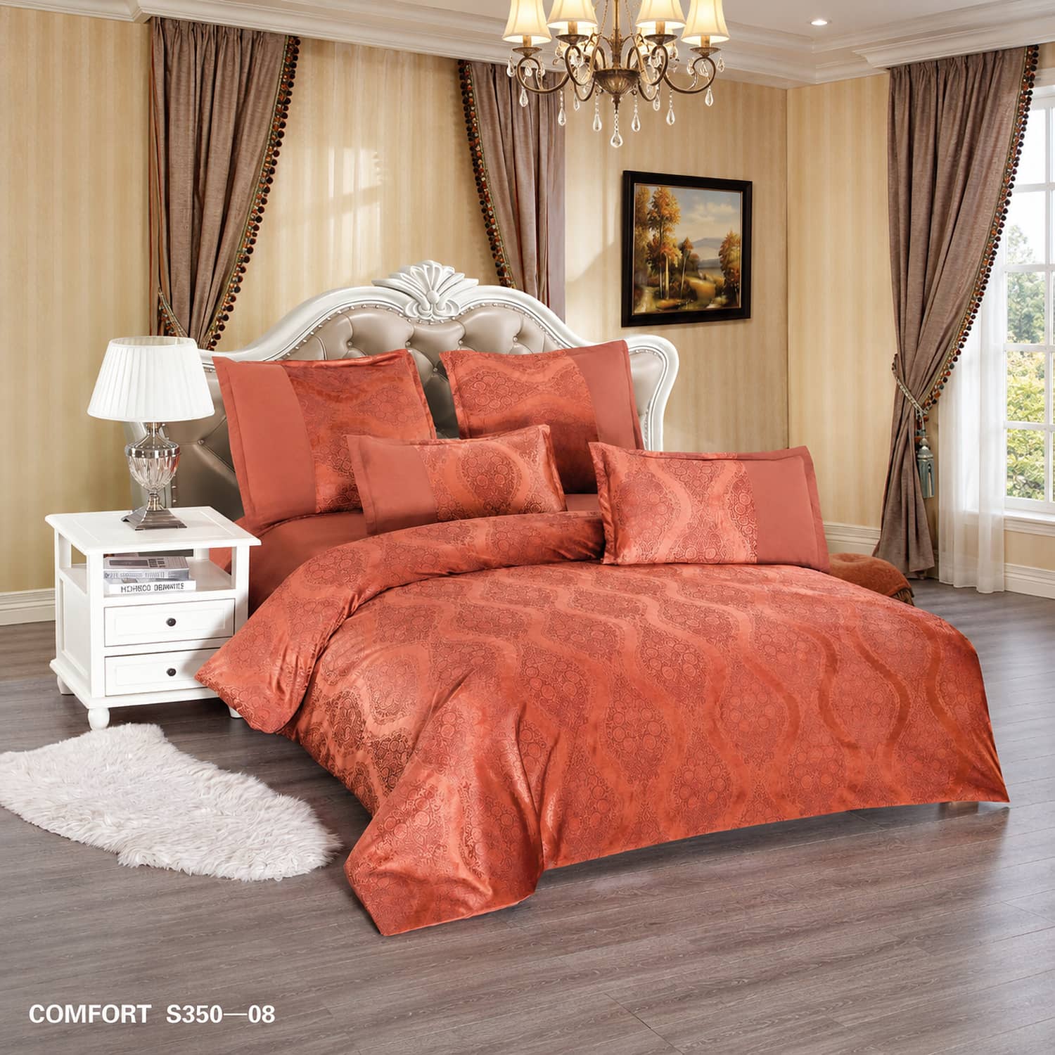 Lenjerie de pat dublu, Cocolino, cu fir scurt și aspect lucios, 6 piese, fără elastic | East Comfort