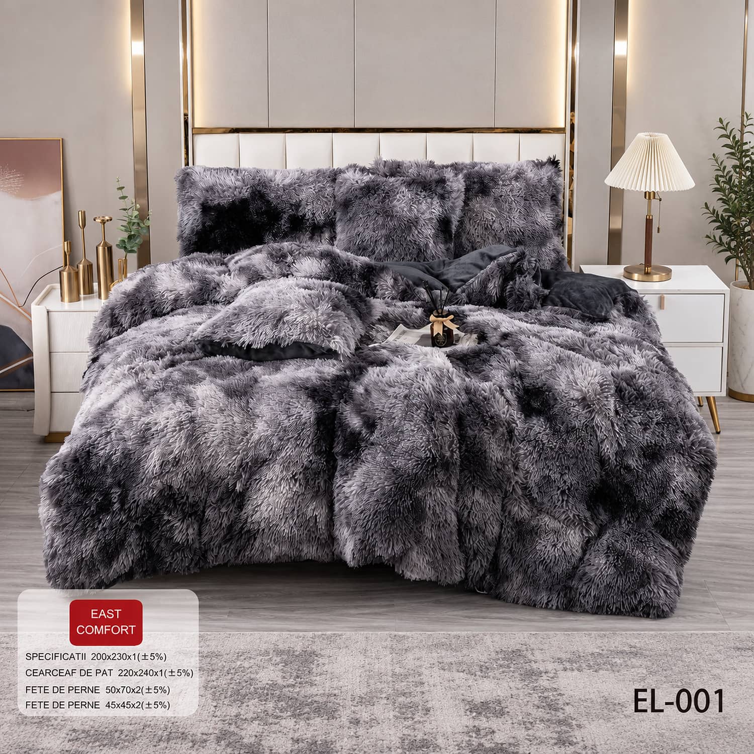 Lenjerie de pat din blană artificială Cocolino FLUFFY, 6 piese | East Comfort