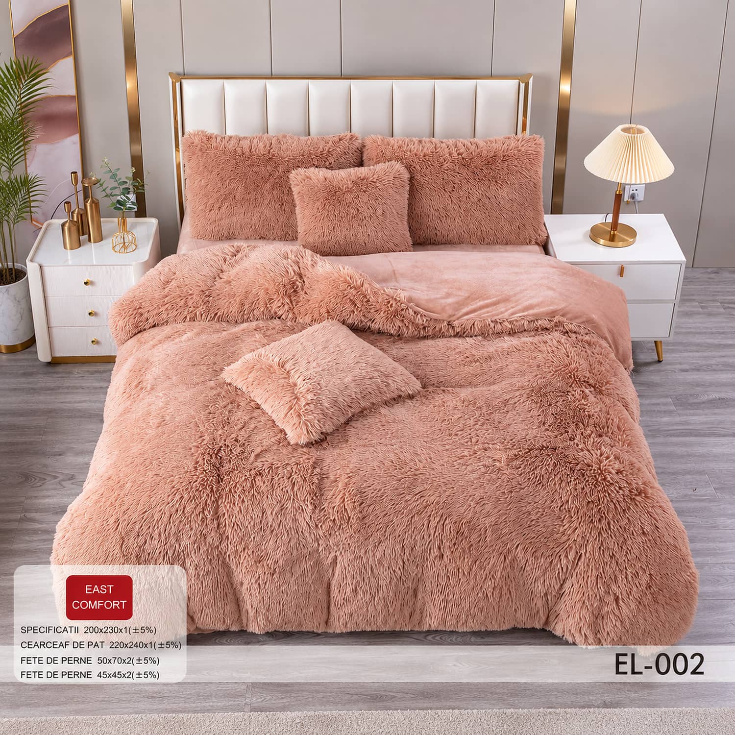 Lenjerie de pat din blană artificială Cocolino FLUFFY, 6 piese | East Comfort