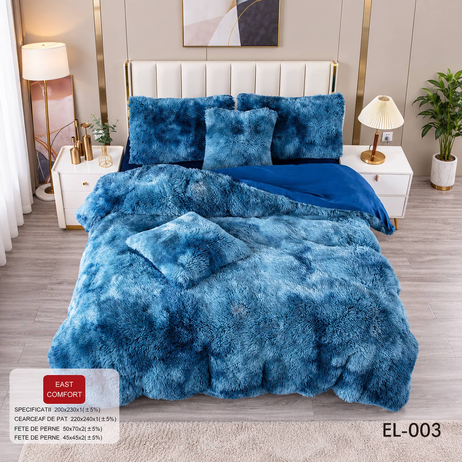 Lenjerie de pat din blană artificială Cocolino FLUFFY, 6 piese | East Comfort