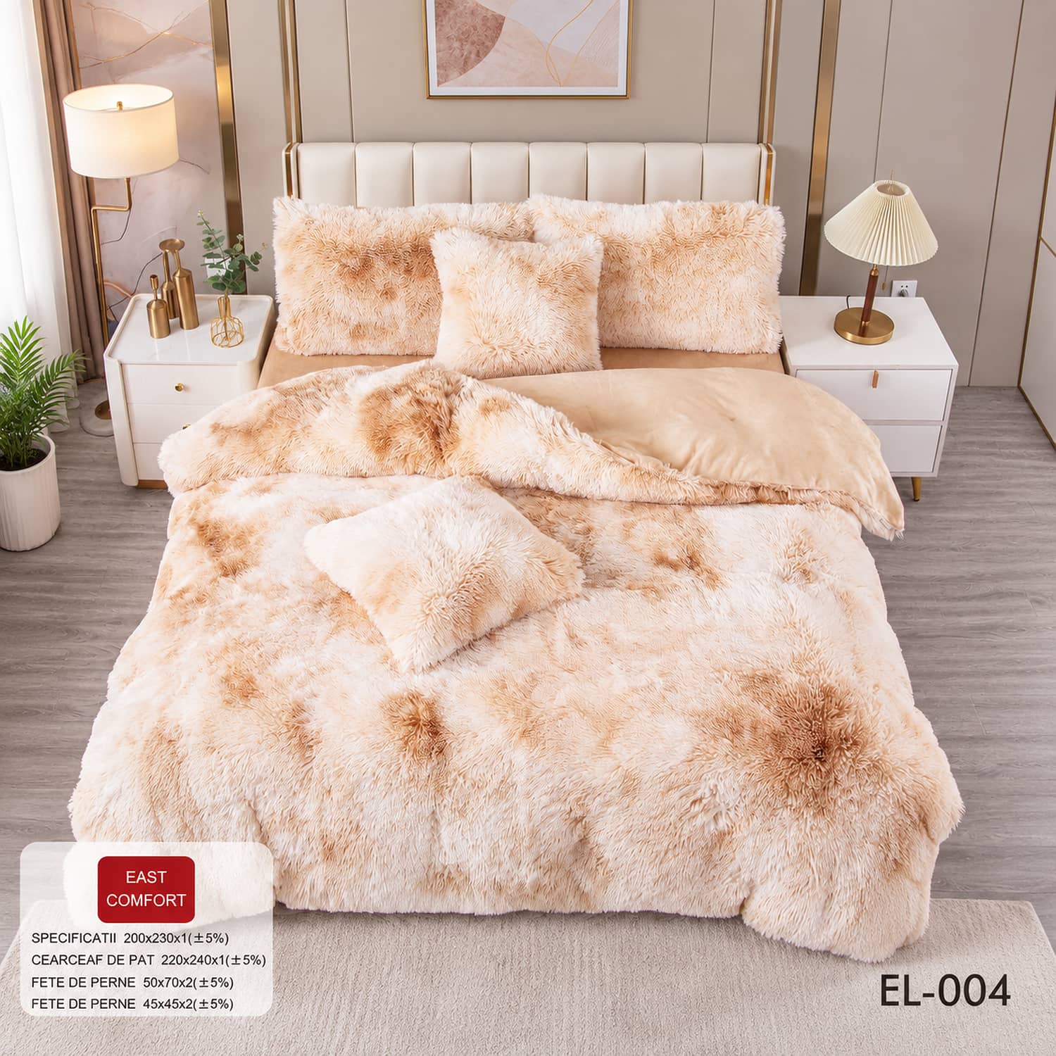 Lenjerie de pat din blană artificială Cocolino FLUFFY, 6 piese | East Comfort