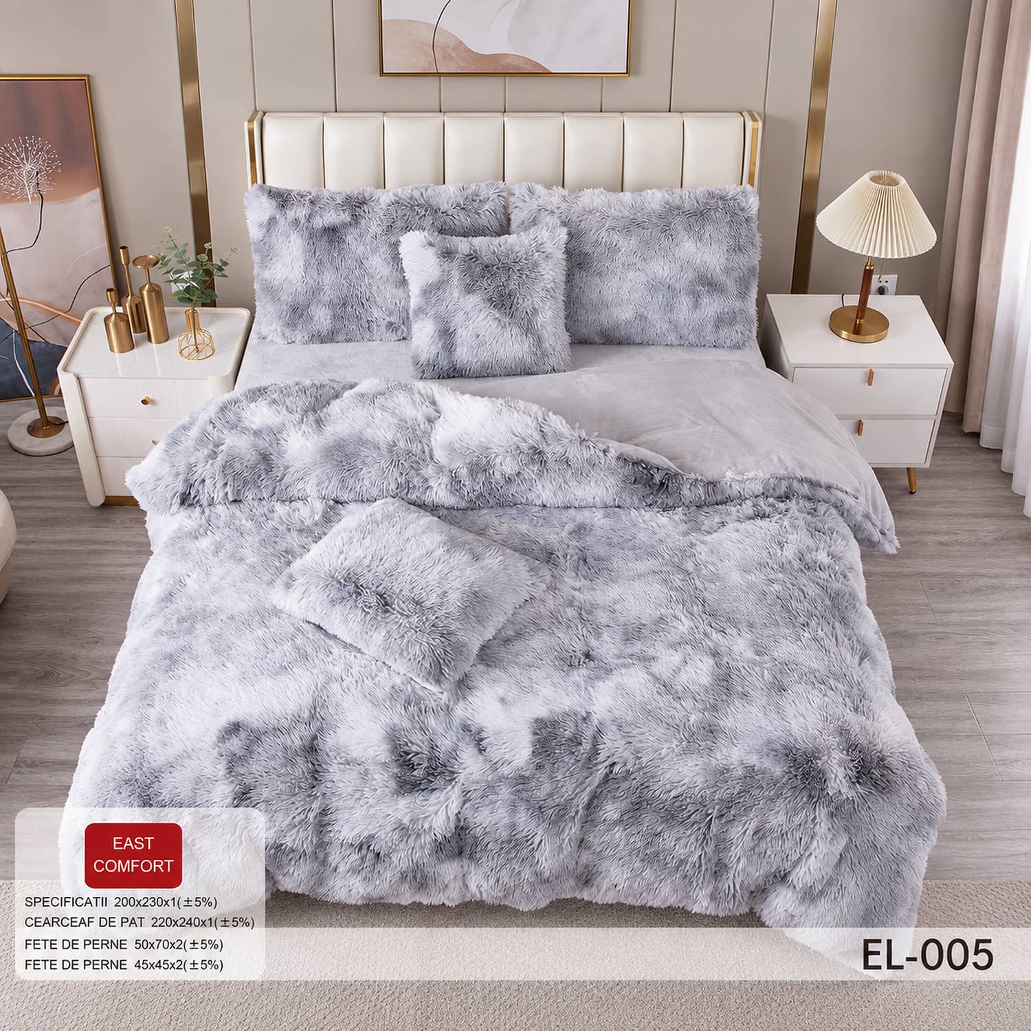 Lenjerie de pat din blană artificială Cocolino FLUFFY, 6 piese | East Comfort