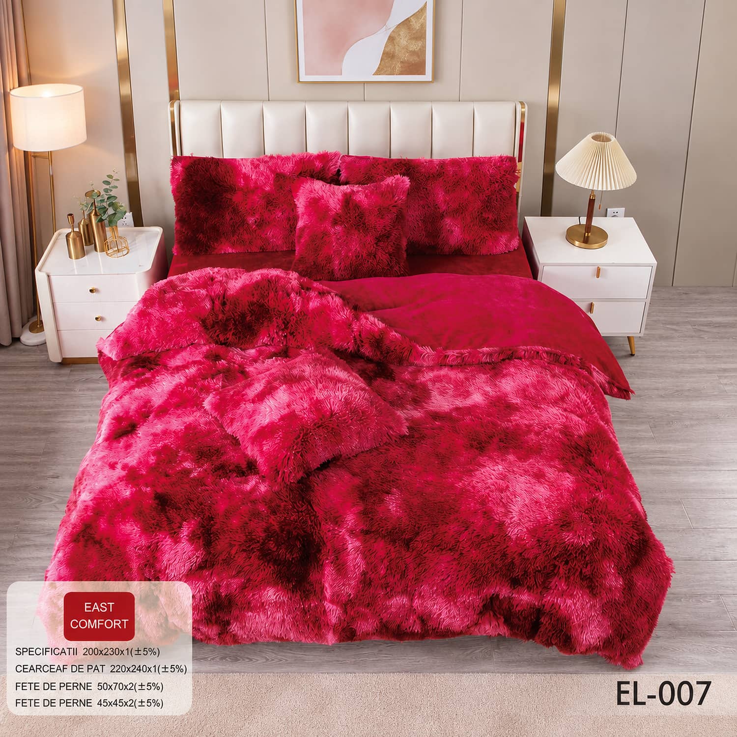 Lenjerie de pat din blană artificială Cocolino FLUFFY, 6 piese | East Comfort