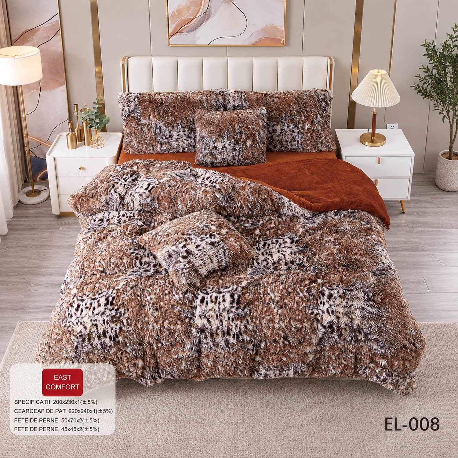 Lenjerie de pat din blană artificială Cocolino FLUFFY, 6 piese | East Comfort