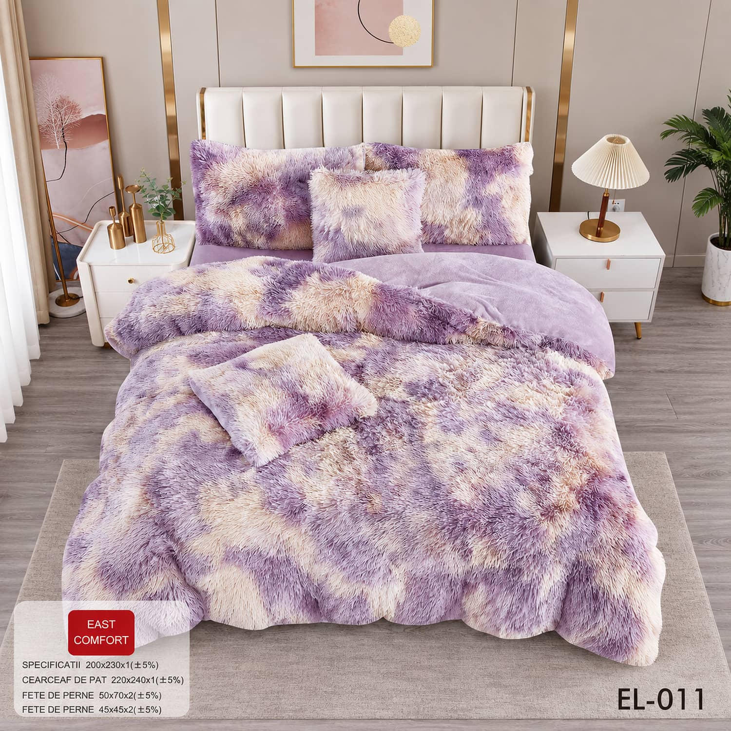 Lenjerie de pat din blană artificială Cocolino FLUFFY, 6 piese | East Comfort