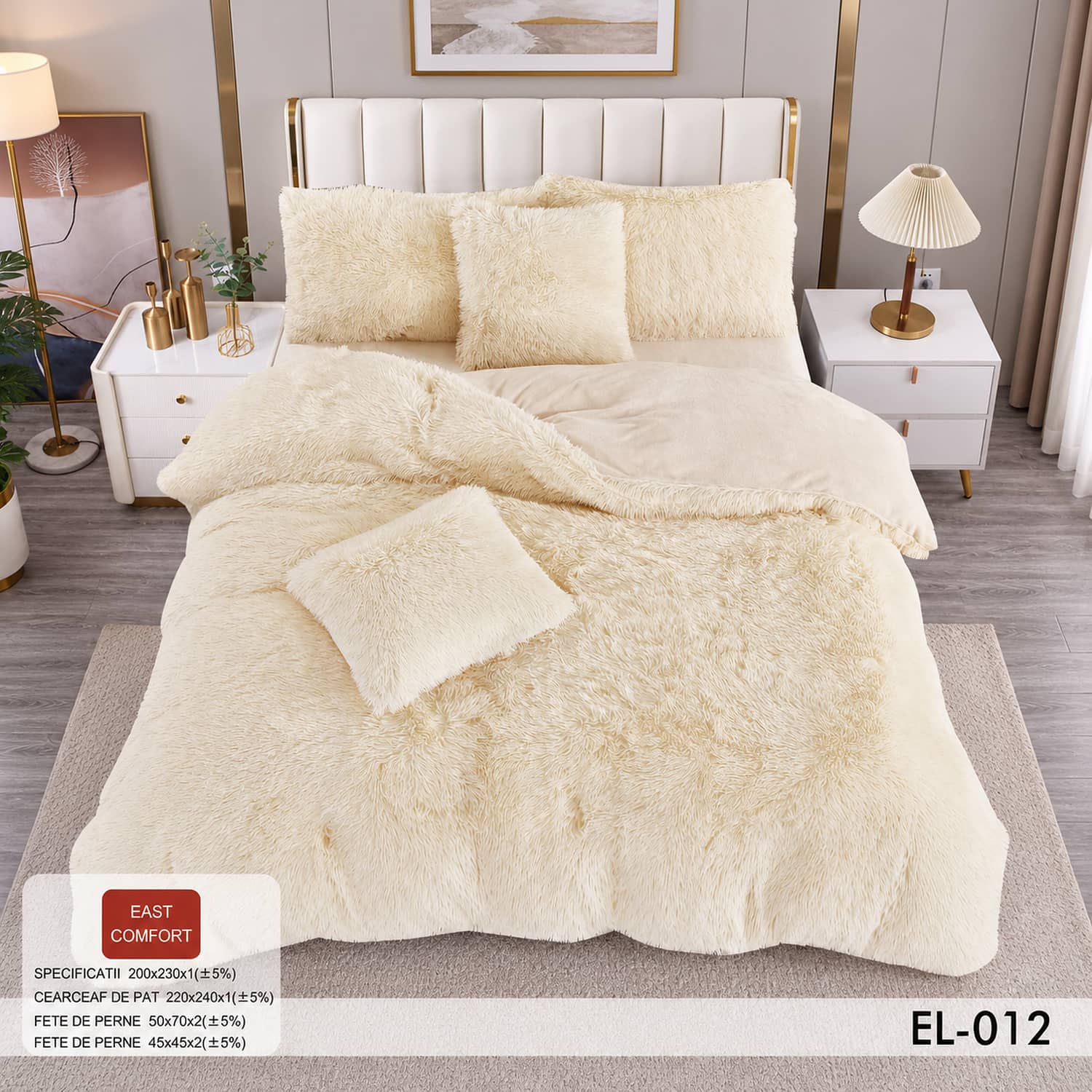 Lenjerie de pat din blană artificială Cocolino FLUFFY, 6 piese | East Comfort