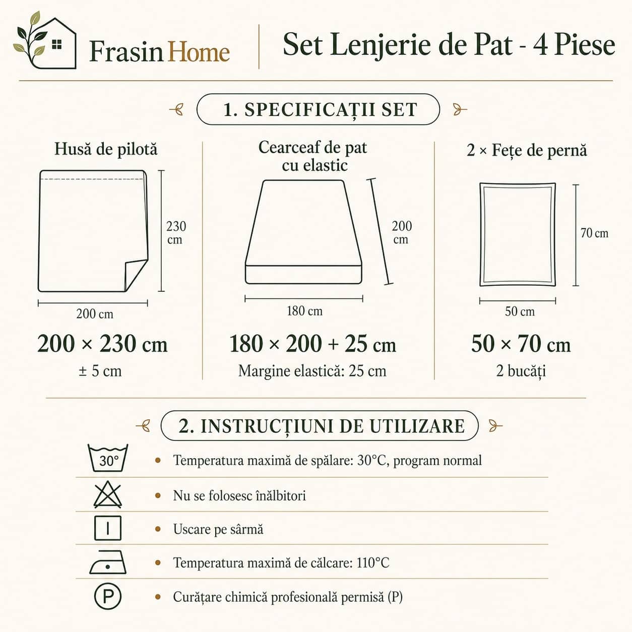 COLORFUL HOME® · Lenjerie de pat dublu (180x200cm) cu elastic, 4 piese, efect de in și bumbac, model gri texturat – imagine produs 4