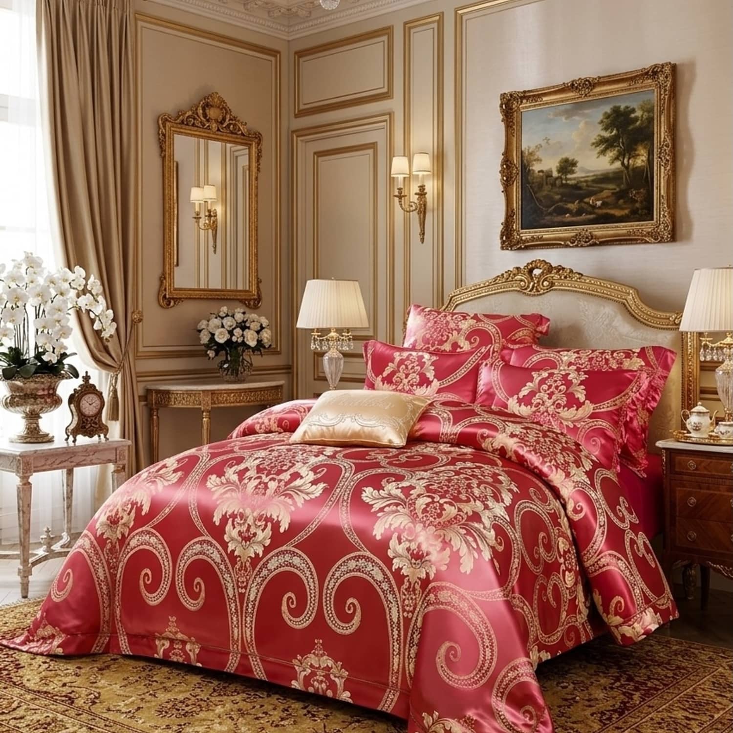 Lenjerie de pat dublu din jacquard, 6 piese, fără elastic, Collection Elegance | Casa New Concept