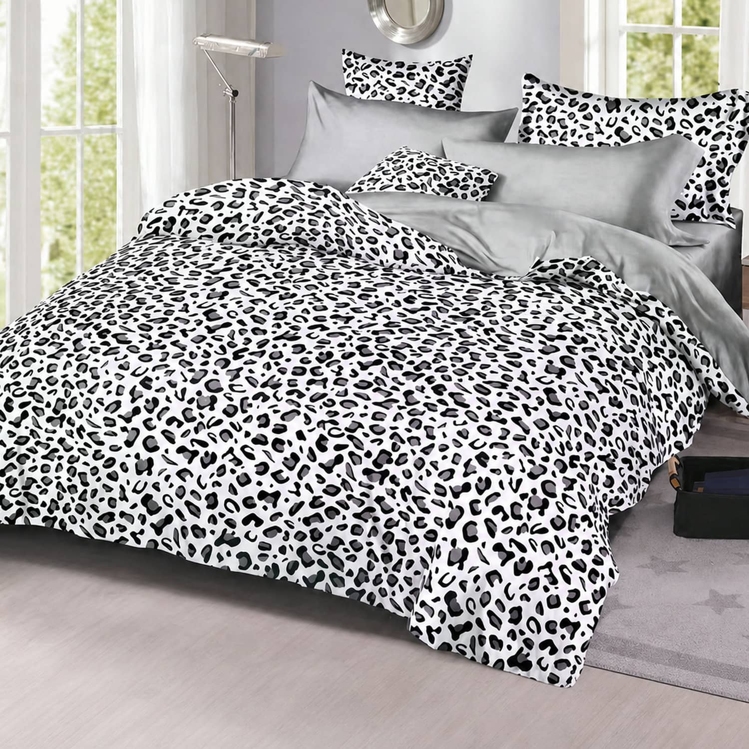 Lenjerie pat dublu, finet gros, elastic, 6 piese, model ec32 gre 501 | East Comfort