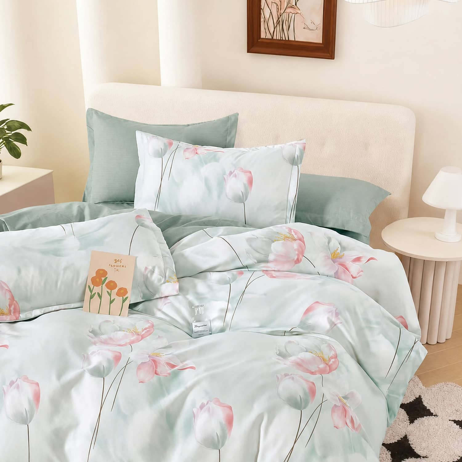 Lenjerie pat dublu, finet gros, elastic, 6 piese, model ec32 gre 533 | East Comfort
