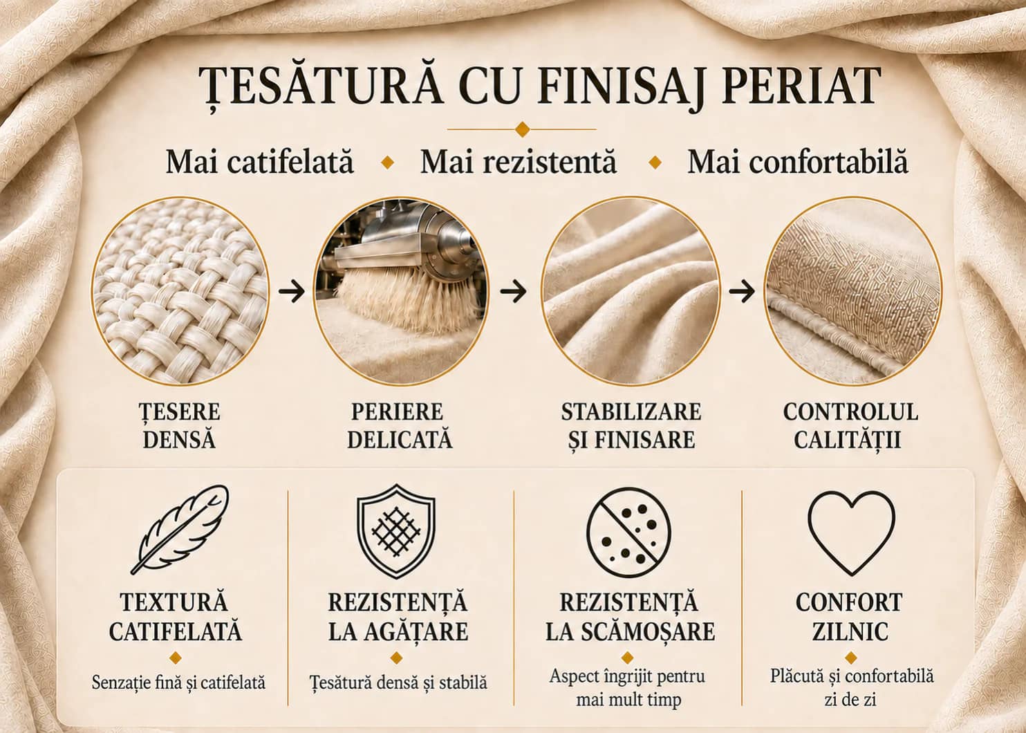 Lenjerie fină cu finisaj periat, 6 piese