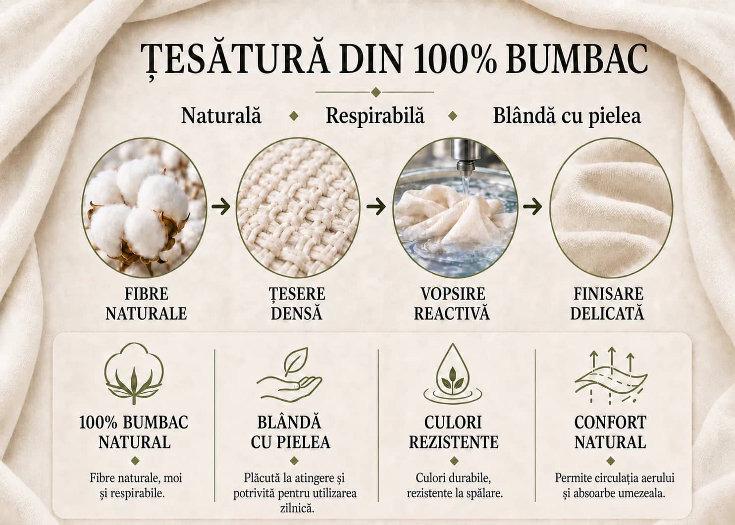 Lenjerie de pat din 100% bumbac natural