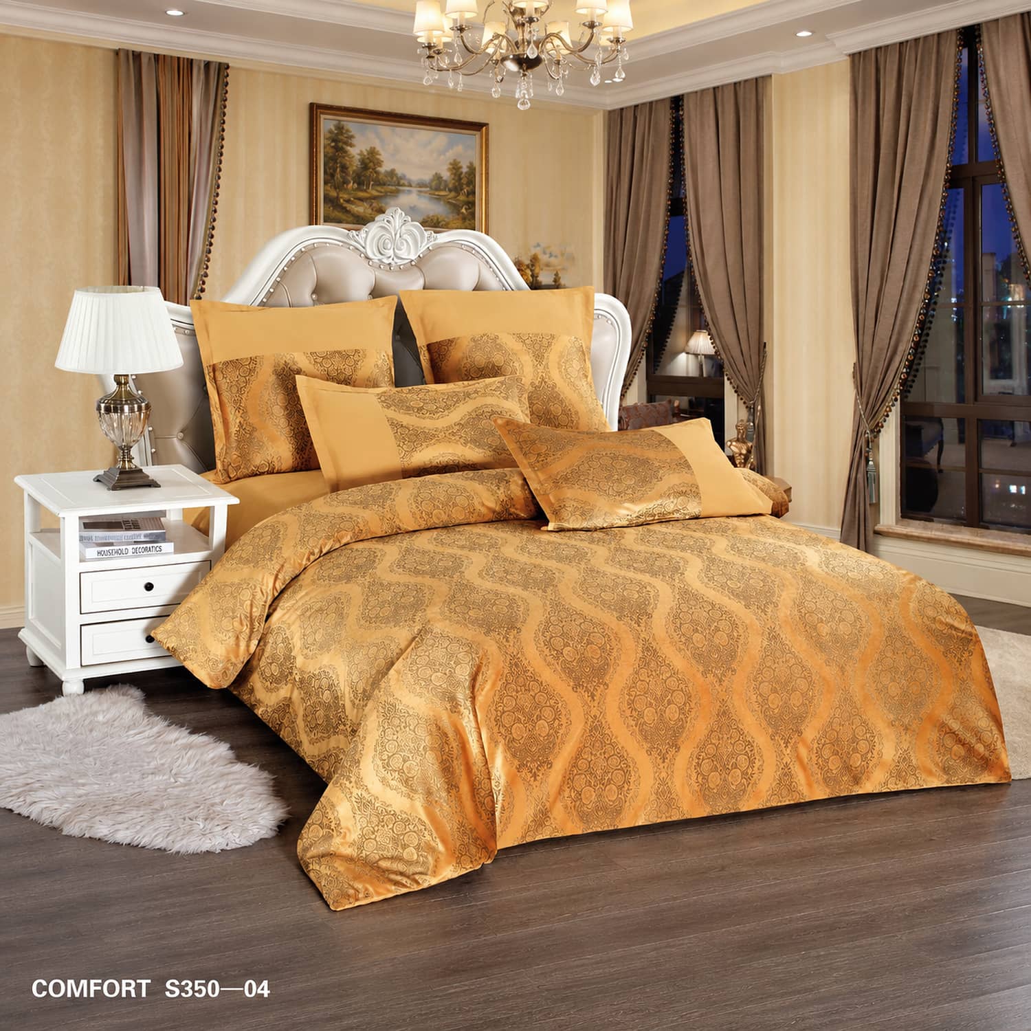 Lenjerie de pat dublu, Cocolino, cu fir scurt și aspect lucios, 6 piese, fără elastic | East Comfort