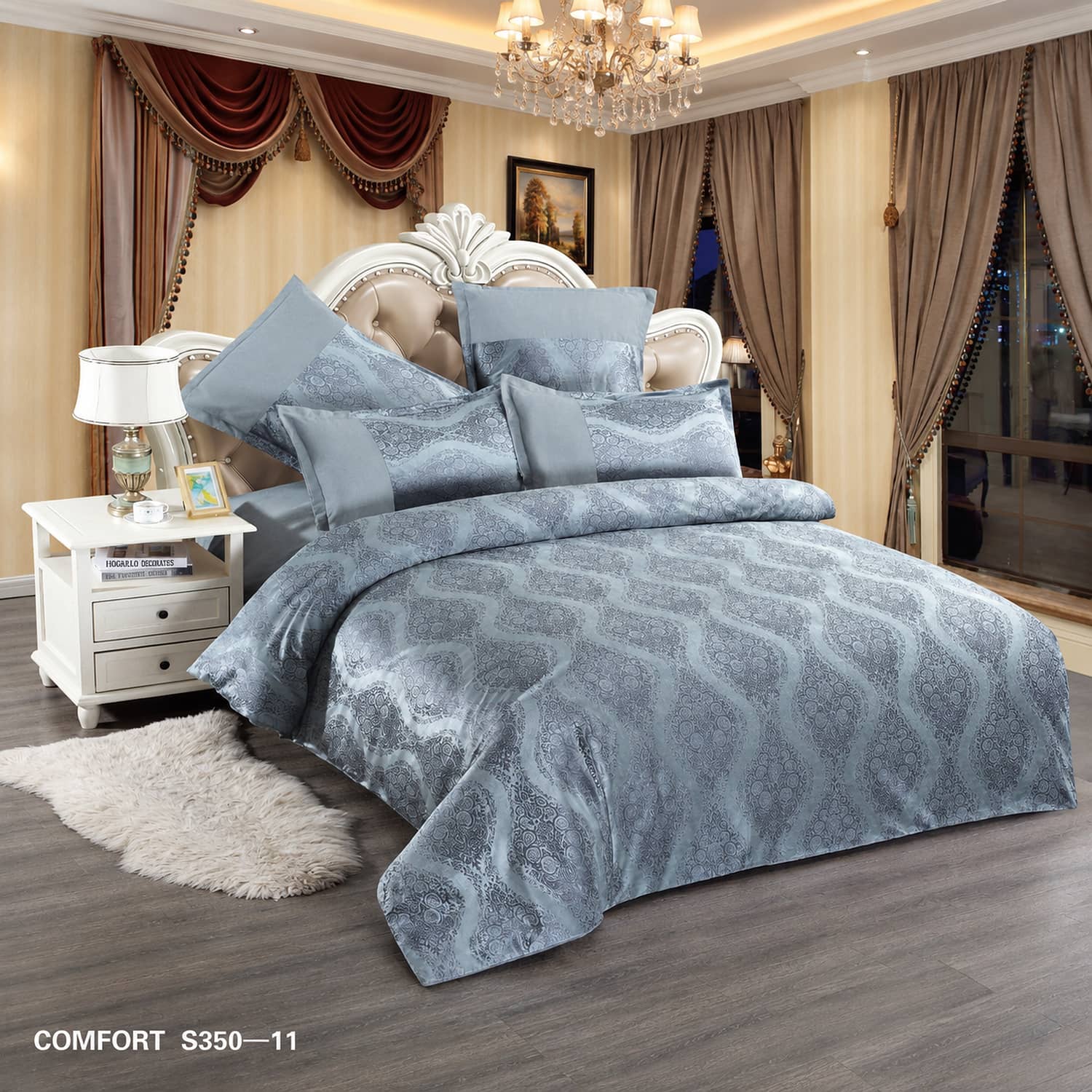 Lenjerie de pat dublu, Cocolino, cu fir scurt și aspect lucios, 6 piese, fără elastic | East Comfort