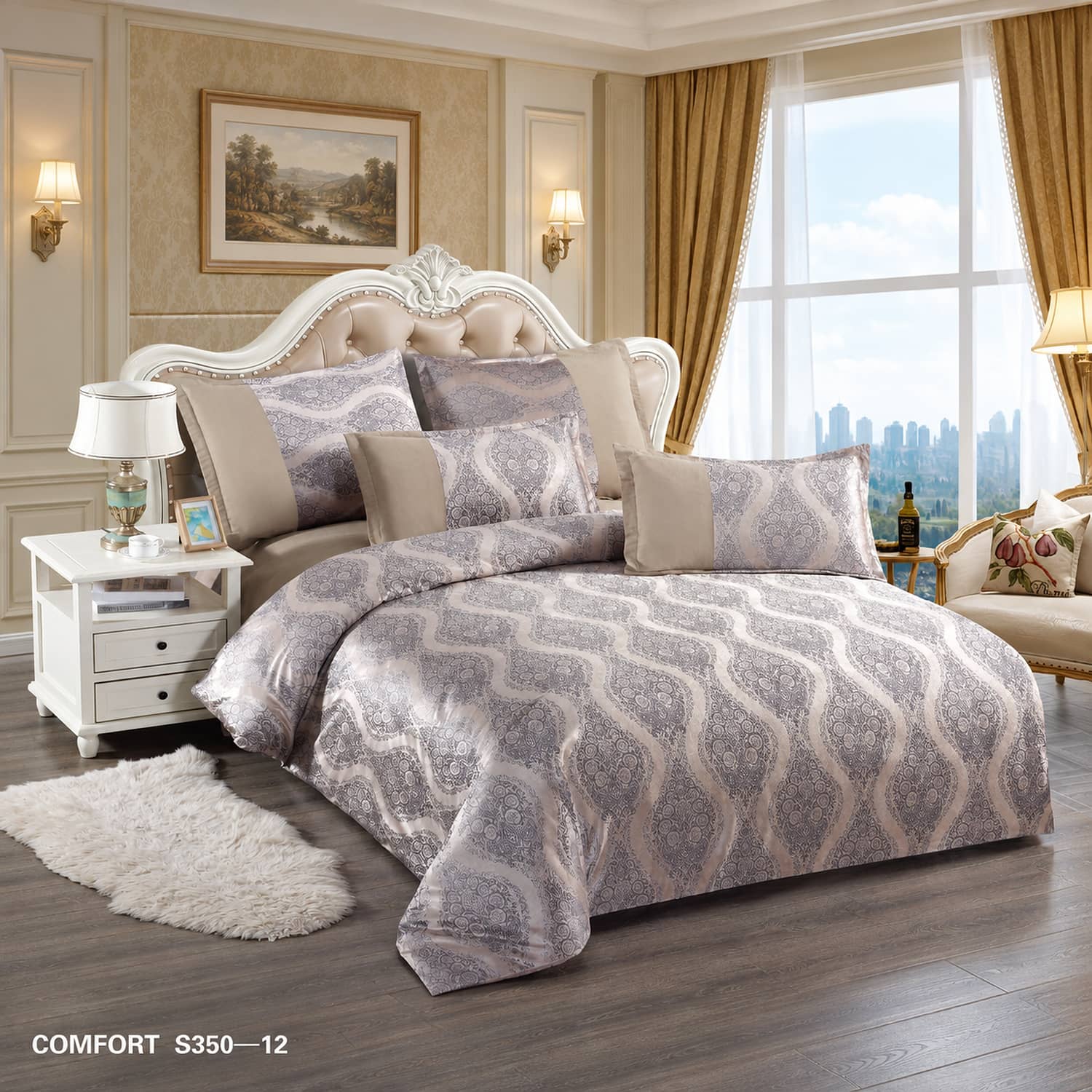 Lenjerie de pat dublu, Cocolino, cu fir scurt și aspect lucios, 6 piese, fără elastic | East Comfort