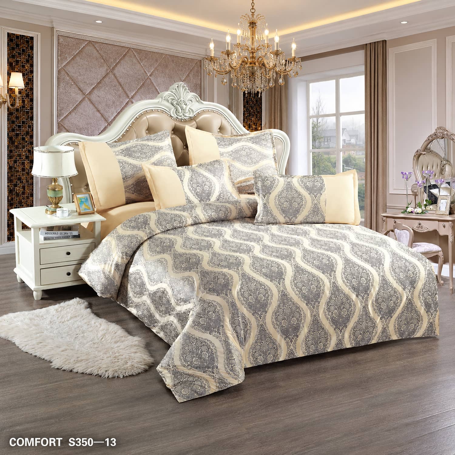 Lenjerie de pat dublu, Cocolino, cu fir scurt și aspect lucios, 6 piese, fără elastic | East Comfort